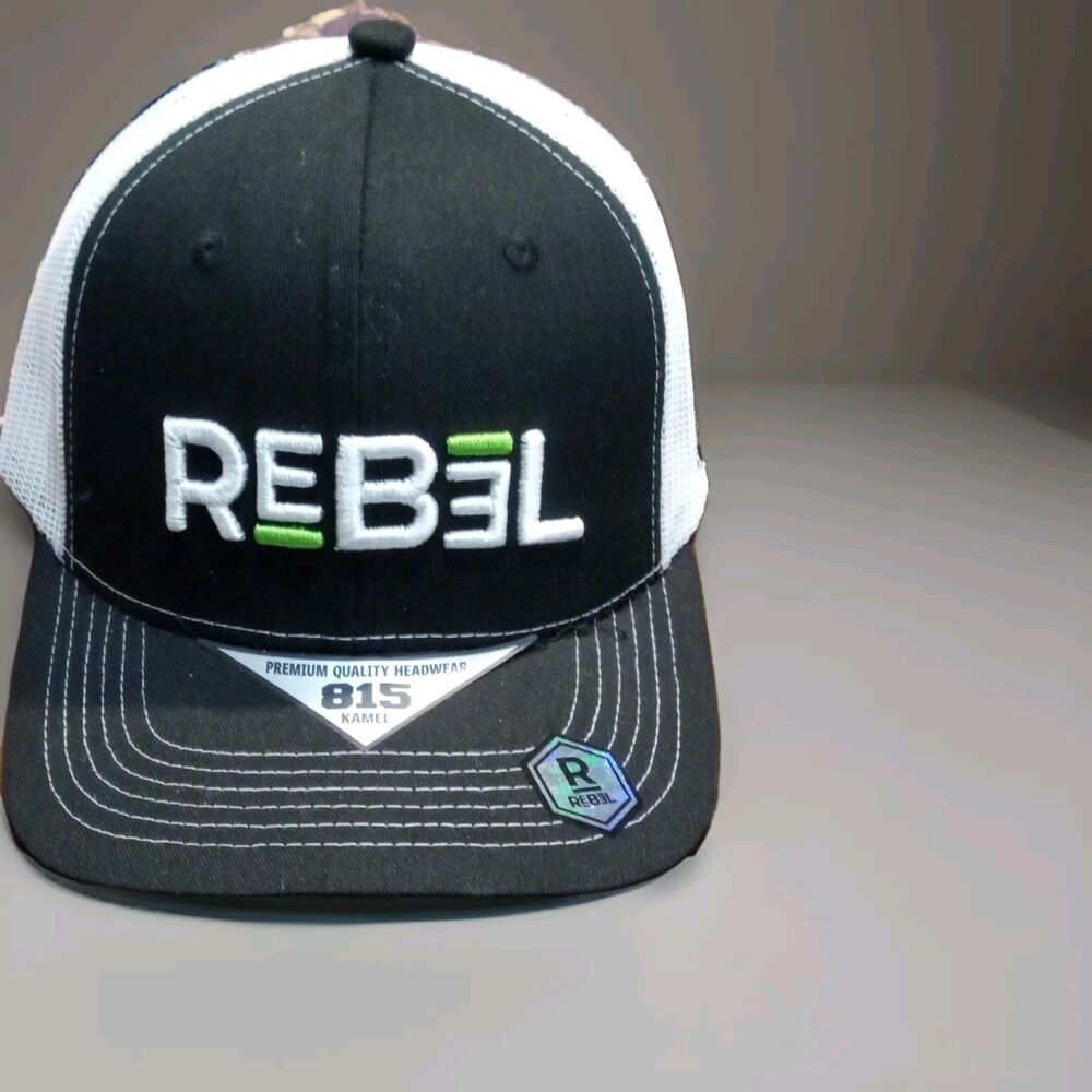 NWT Collectible REBEL Snapback Black Neon Yellow White Men's Hat Cap EMBROIDERED